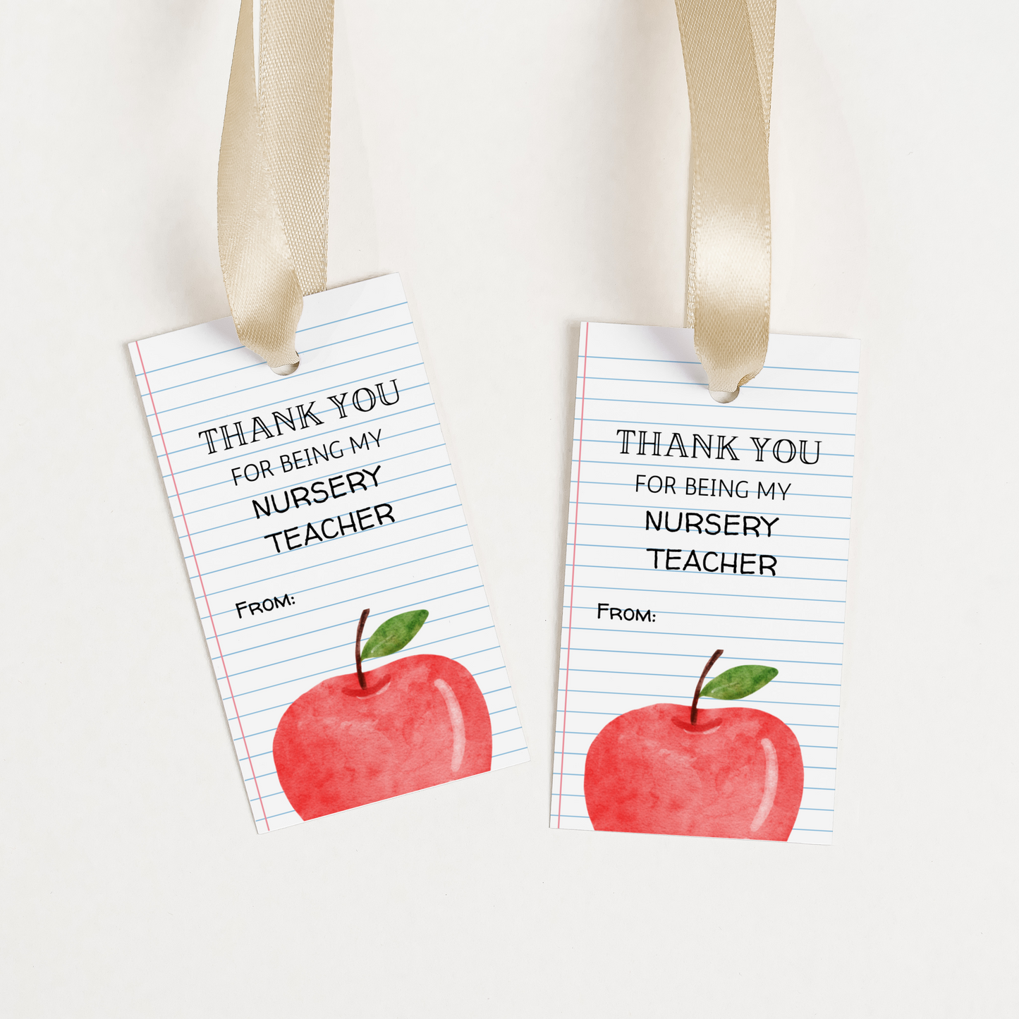 DIGITAL Nursery Teacher Thank You Gift Tag - Apple (4013)