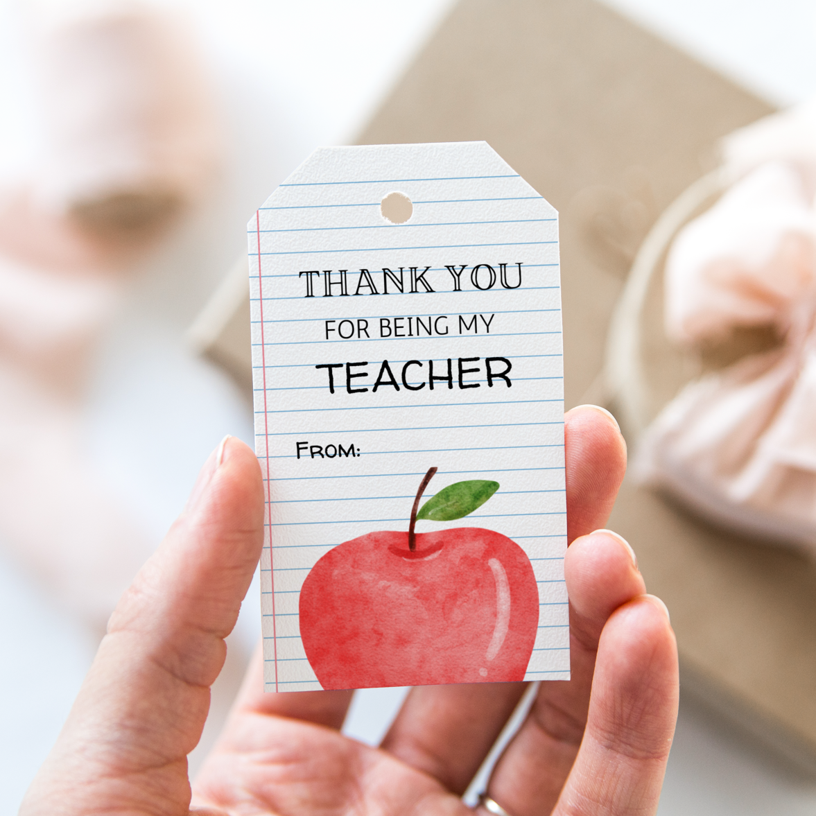 DIGITAL Teacher, Teaching Assistant, Nursery Teacher and Grow Thank You Gift Tag Bundle - Apple