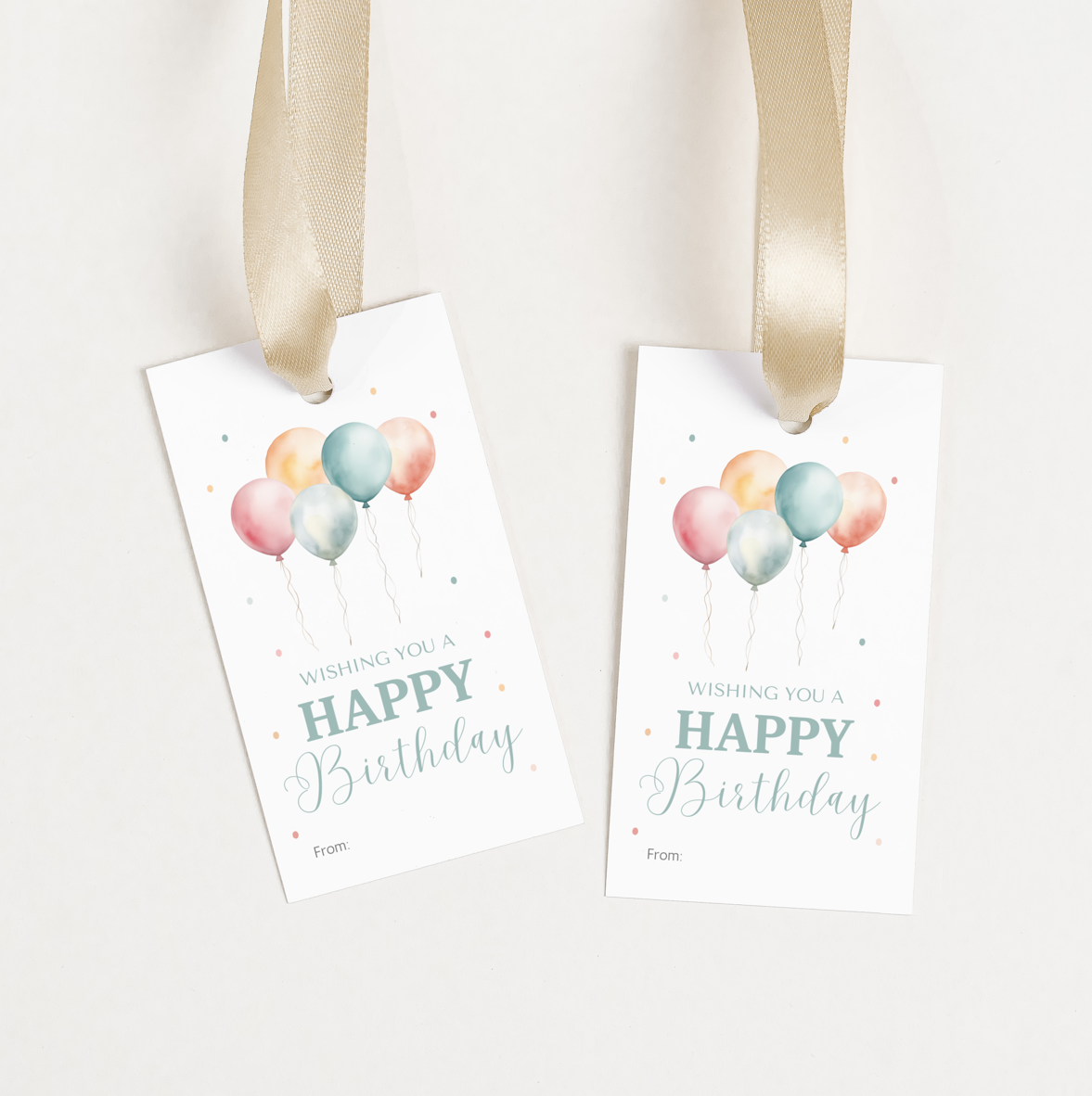 DIGITAL Balloon Happy Birthday Gift Tag Bundle
