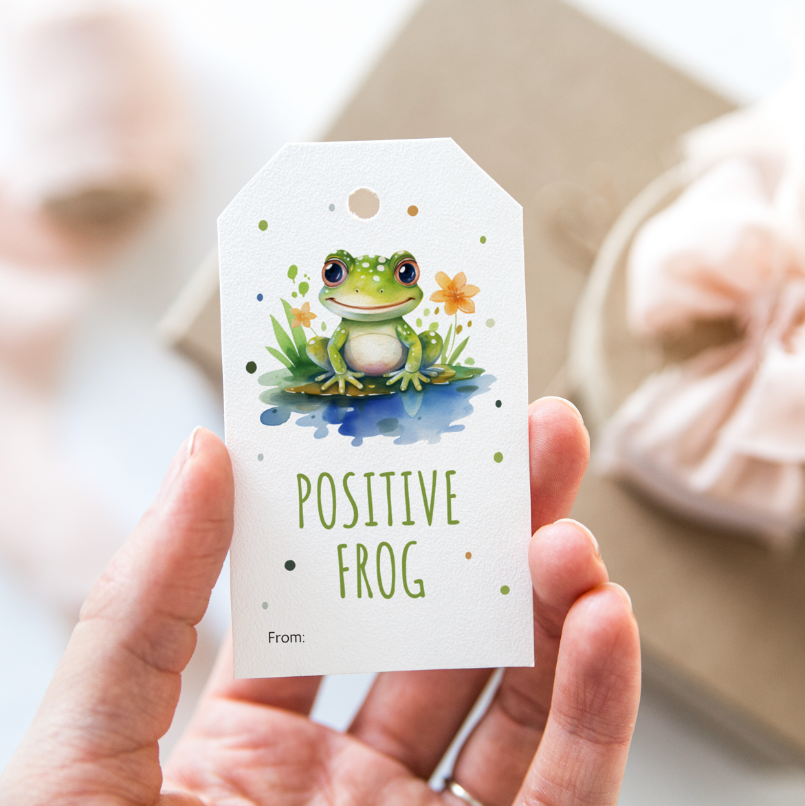 DIGITAL Positive Frog Gift Tag (7012)