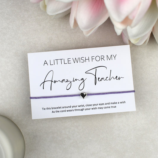 CLEARANCE - A Little Wish For My Amazing Teacher Wish Bracelet | Heart Charm