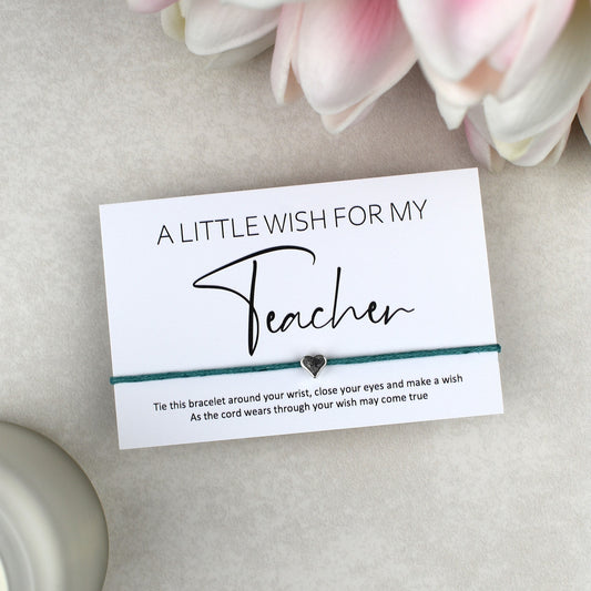CLEARANCE - A Little Wish For My Teacher Wish Bracelet | Heart Charm