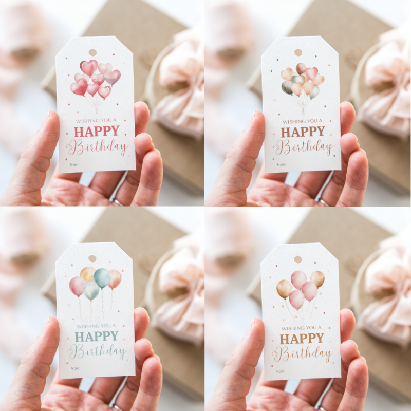 DIGITAL Balloon Happy Birthday Gift Tag Bundle