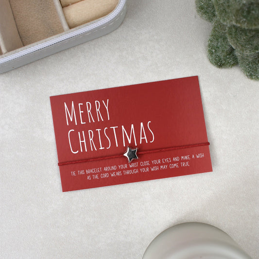 CLEARANCE - Merry Christmas Wish Bracelet (Red)