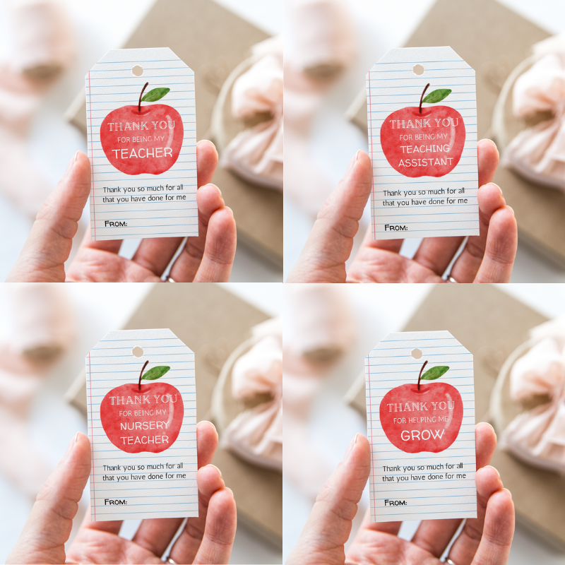 DIGITAL Teacher, Teaching Assistant, Nursery Teacher and Grow Thank You Gift Tag Bundle