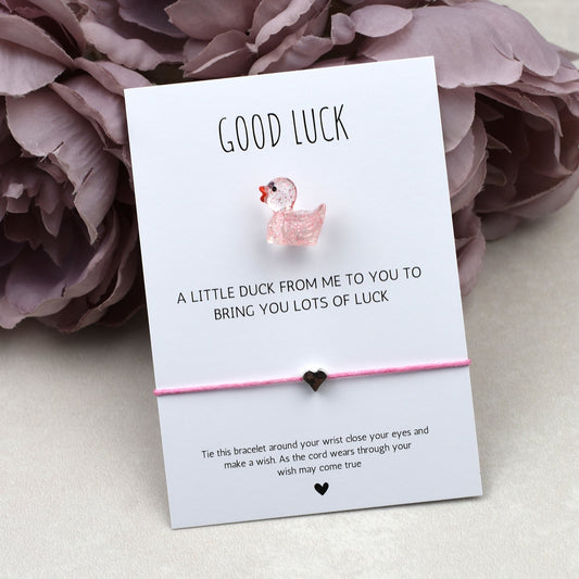 CLEARANCE - Good Luck Duck and Wish Bracelet Set - Glitter Duck