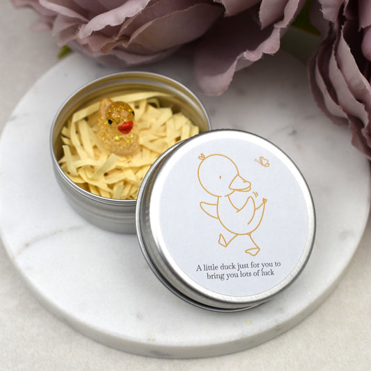 Good Luck Duck Tin - Yellow Butterfly - Glitter Duck