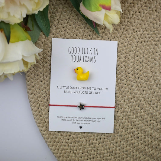 CLEARANCE - Good Luck In Your Exams Duck and Wish Bracelet Set