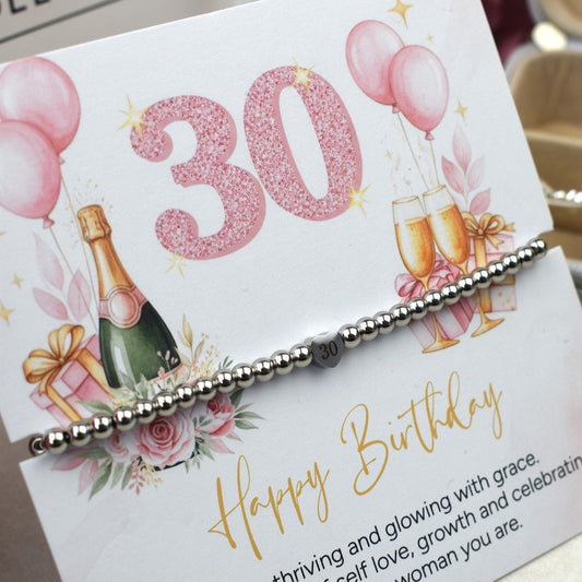 Happy 30th Birthday Bracelet | Milestone 30th Birthday Gift for Her