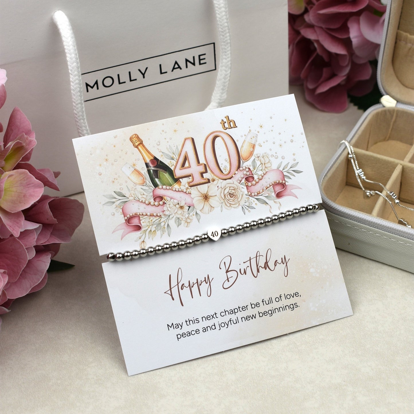 Happy 40th Birthday Heart Bracelet | Forty & Fabulous Milestone Bracelet