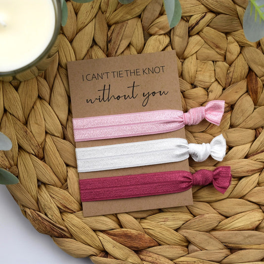 CLEARANCE - I Can't Tie The Knot Without You Pink, White & Rose Hair Tie Set