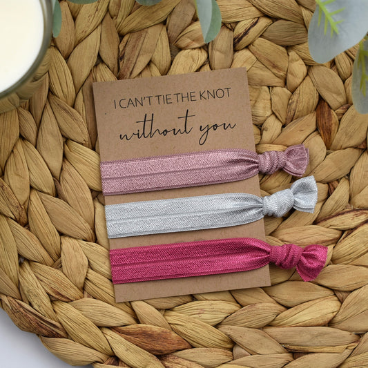 CLEARANCE - I Can't Tie The Knot Without You Vanilla, Silver & Rose Hair Tie Set