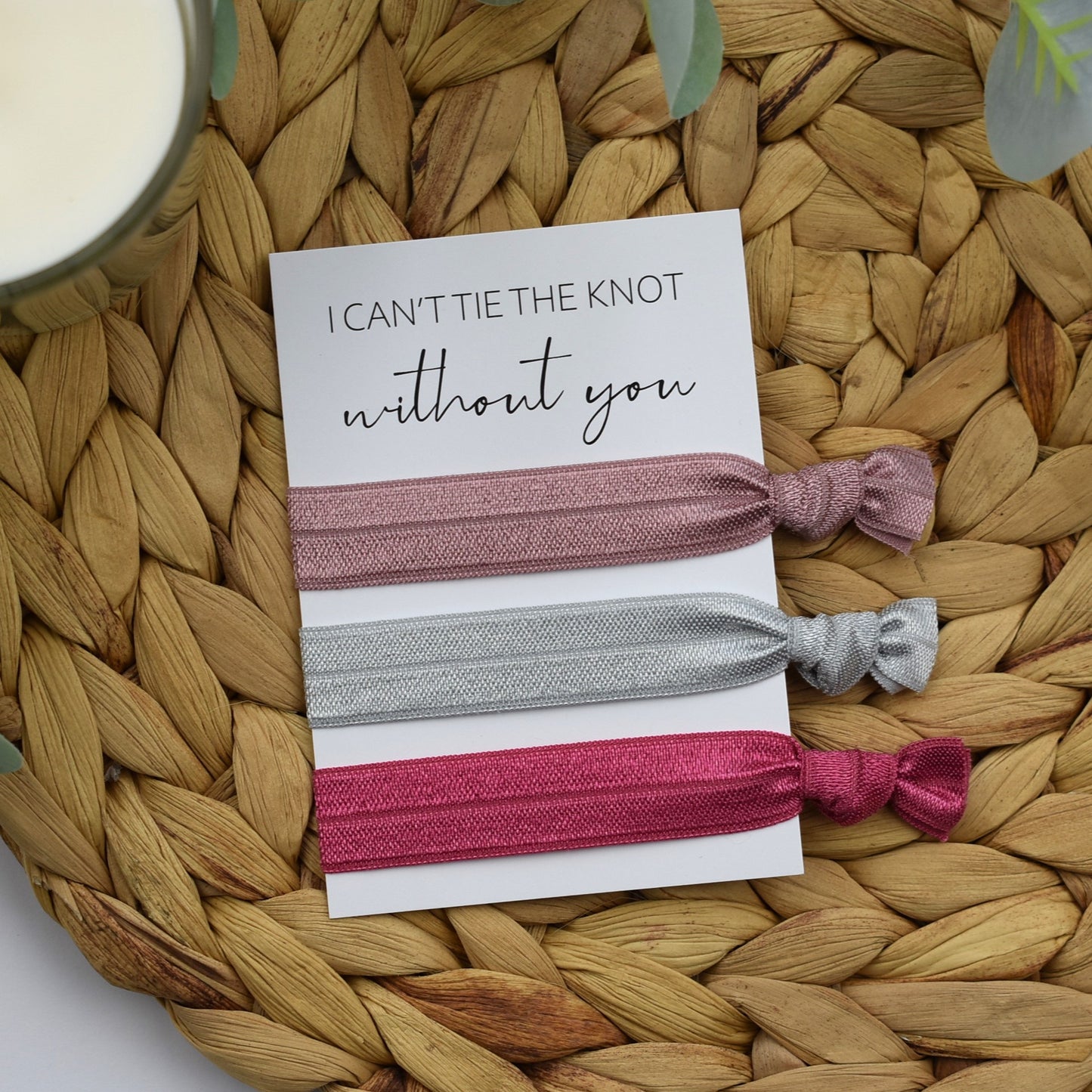 I Can't Tie The Knot Without You Vanilla, Silver & Rose Hair Tie Set