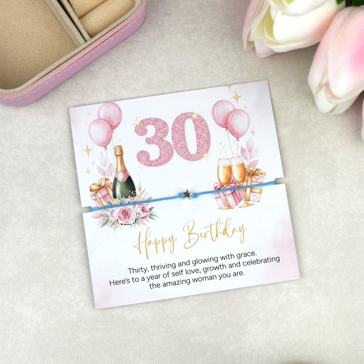 Happy 30th Birthday Bracelet | Milestone 30th Birthday Gift for Her