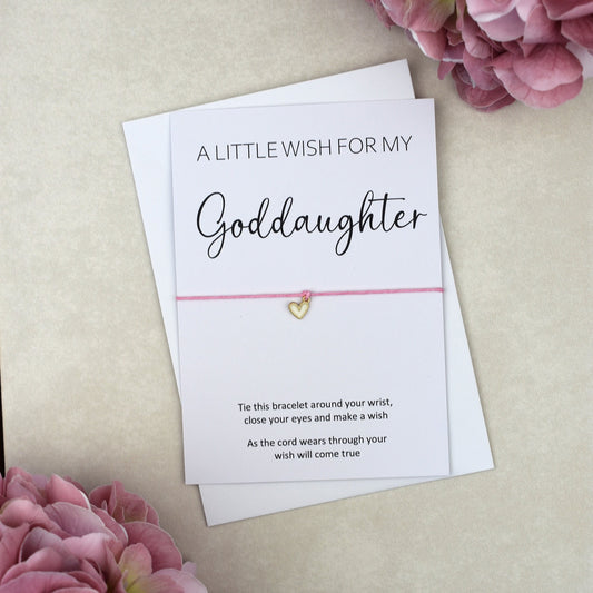 CLEARANCE - A Little Wish For My Goddaughter Wish Bracelet | Heart Charm