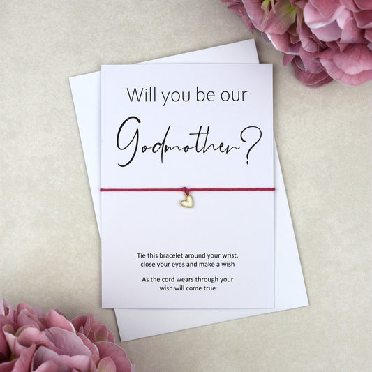 CLEARANCE - Will You Be Our Godmother Wish Bracelet | Heart Charm