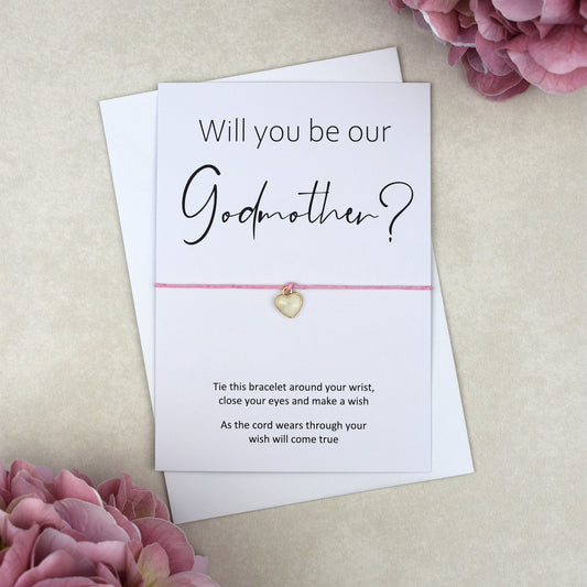 CLEARANCE - Will You Be Our Godmother Wish Bracelet | Heart Charm
