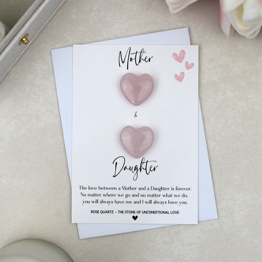 CLEARANCE - Mother and Daughter Rose Quartz Hearts