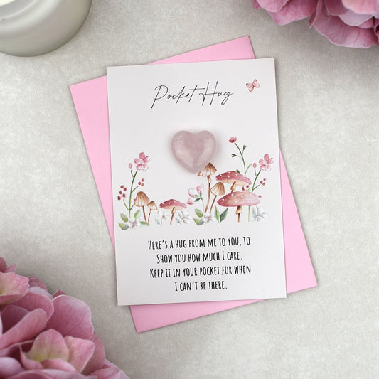 CLEARANCE - Rose Quartz Floral Pocket Hug