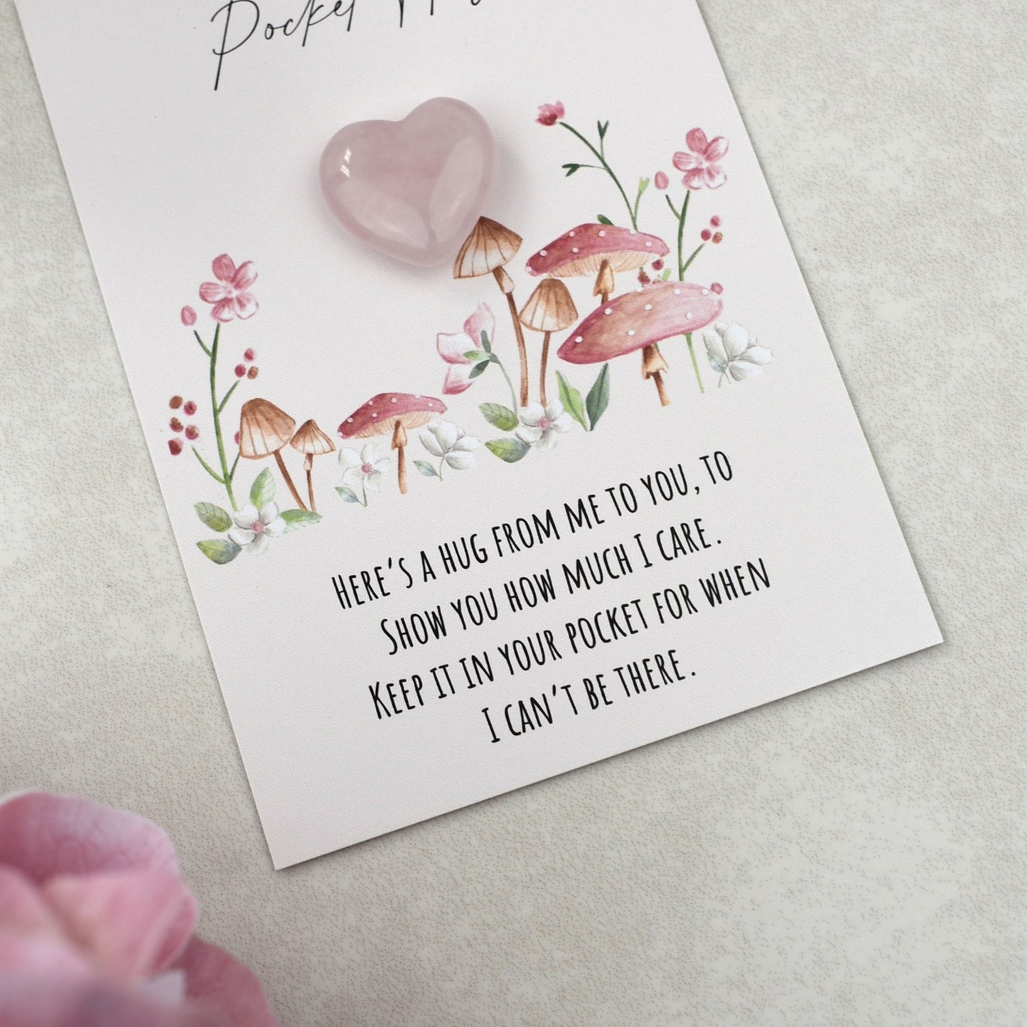 CLEARANCE - Rose Quartz Floral Pocket Hug