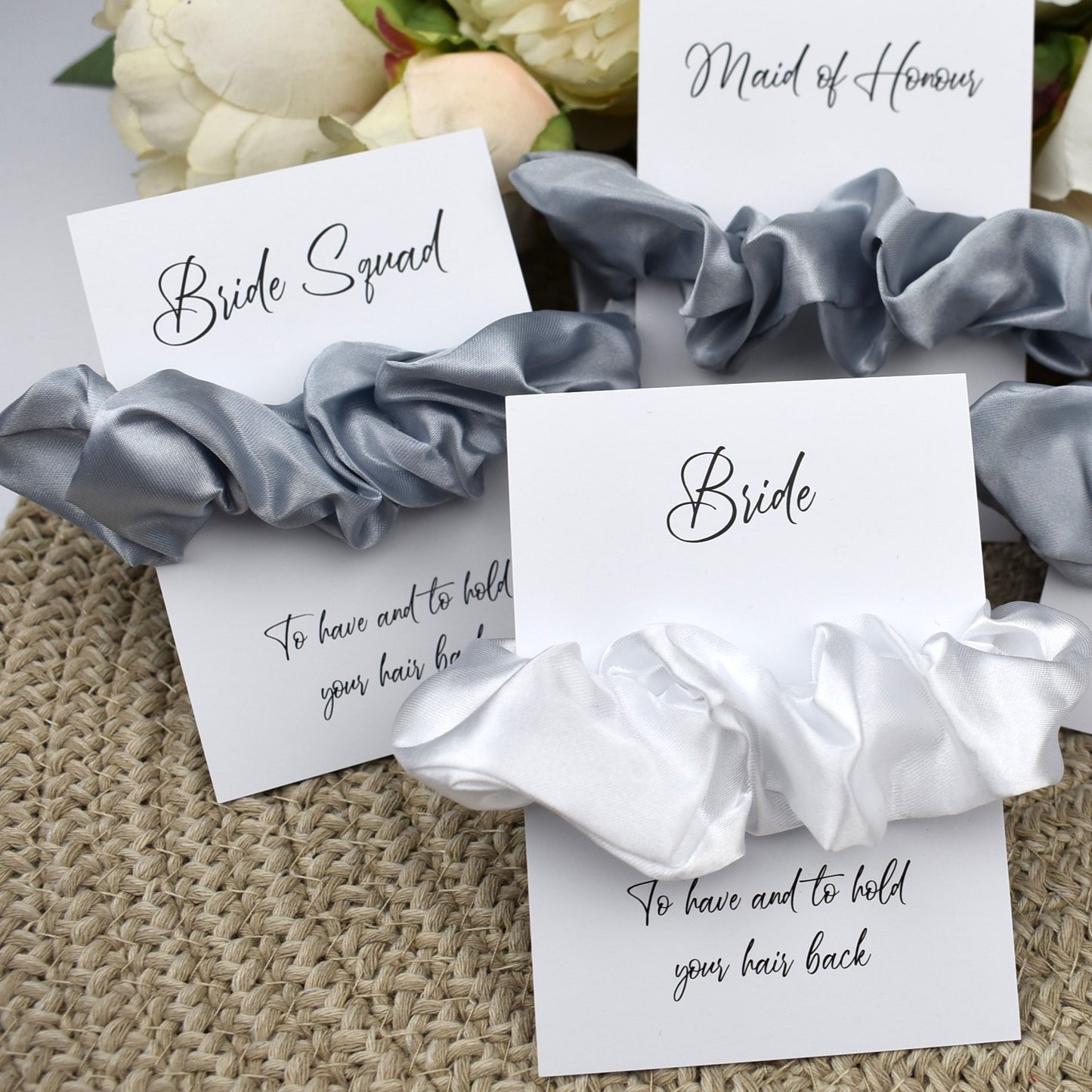 Light Silver Wedding Hair Scrunchie