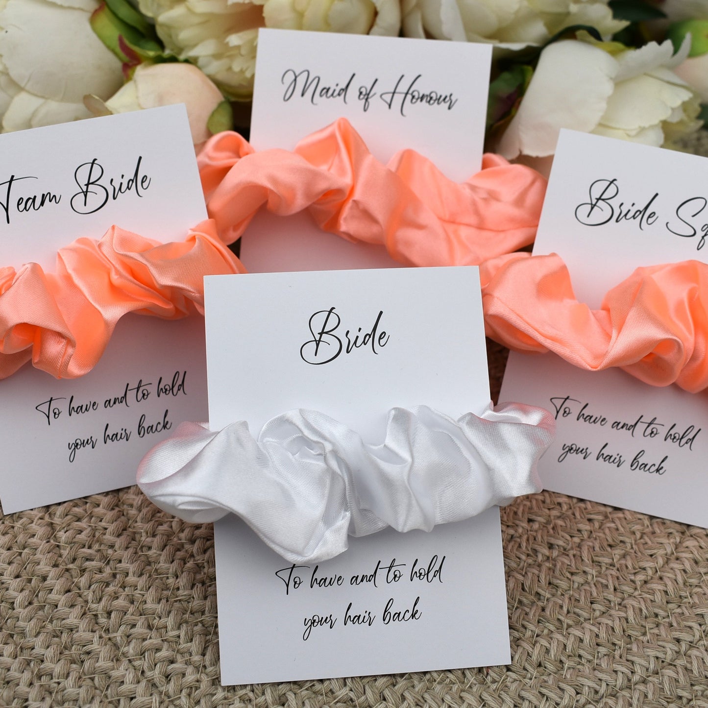 Neon Peach Wedding Hair Scrunchie