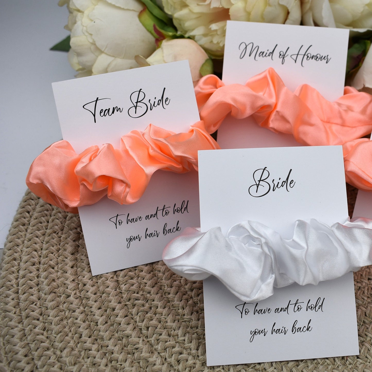 Neon Peach Wedding Hair Scrunchie