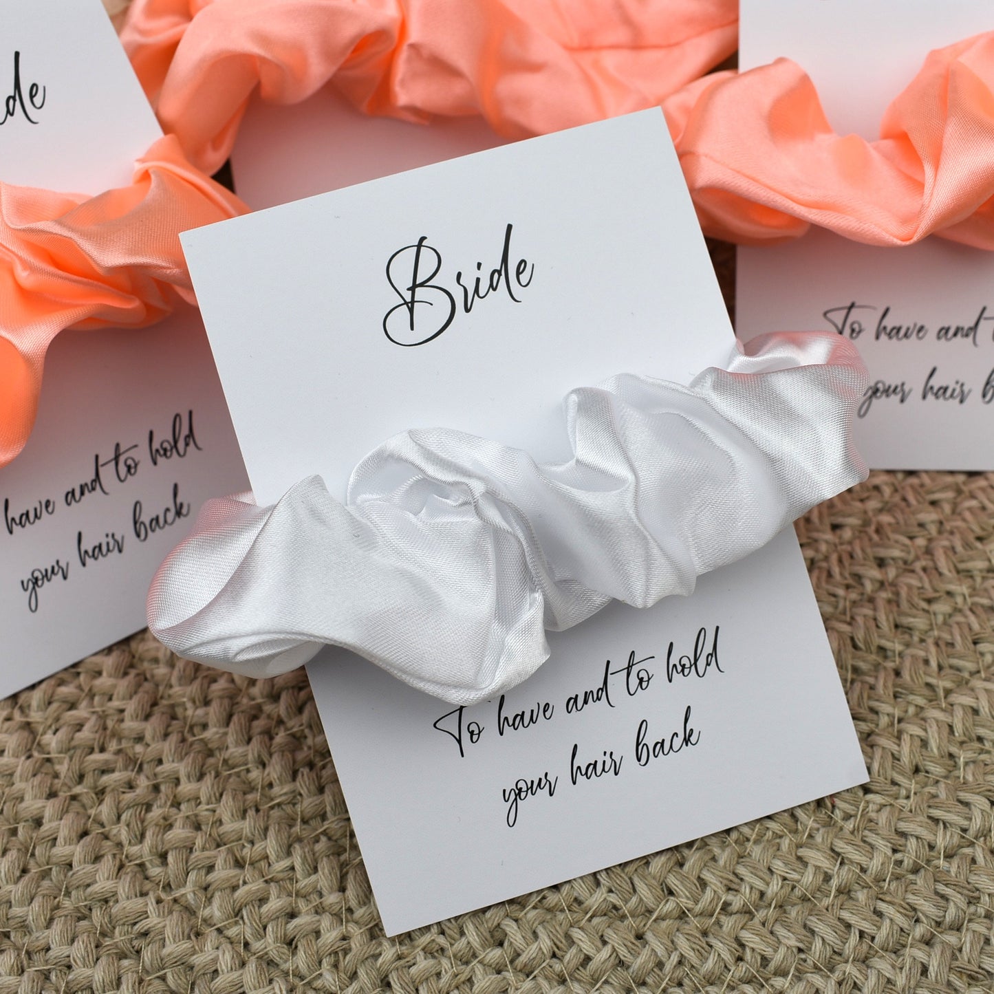 Neon Peach Wedding Hair Scrunchie