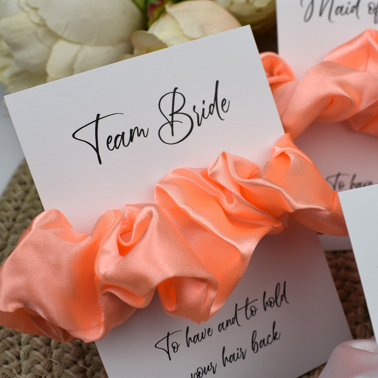Neon Peach Wedding Hair Scrunchie