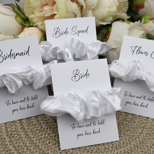 CLEARANCE - White Wedding Hair Scrunchie