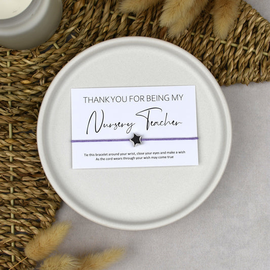 CLEARANCE - Thank You For Being My Nursery Teacher Wish Bracelet