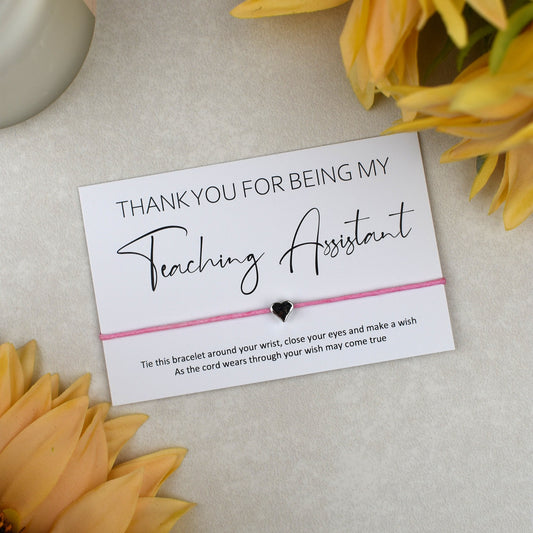 CLEARANCE - Thank You For Being My Teaching Assistant Wish Bracelet | Heart Charm