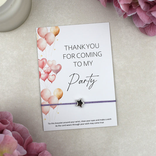 CLEARANCE - Thank You For Coming To My Party Balloon Wish Bracelet