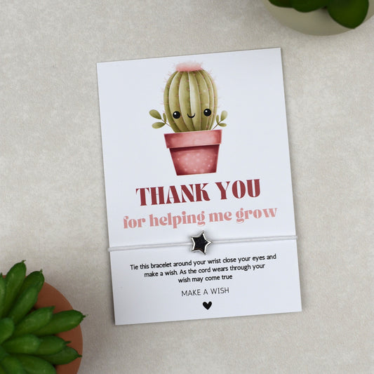 CLEARANCE - Thank You For Helping Me Grow Cactus Wish Bracelet