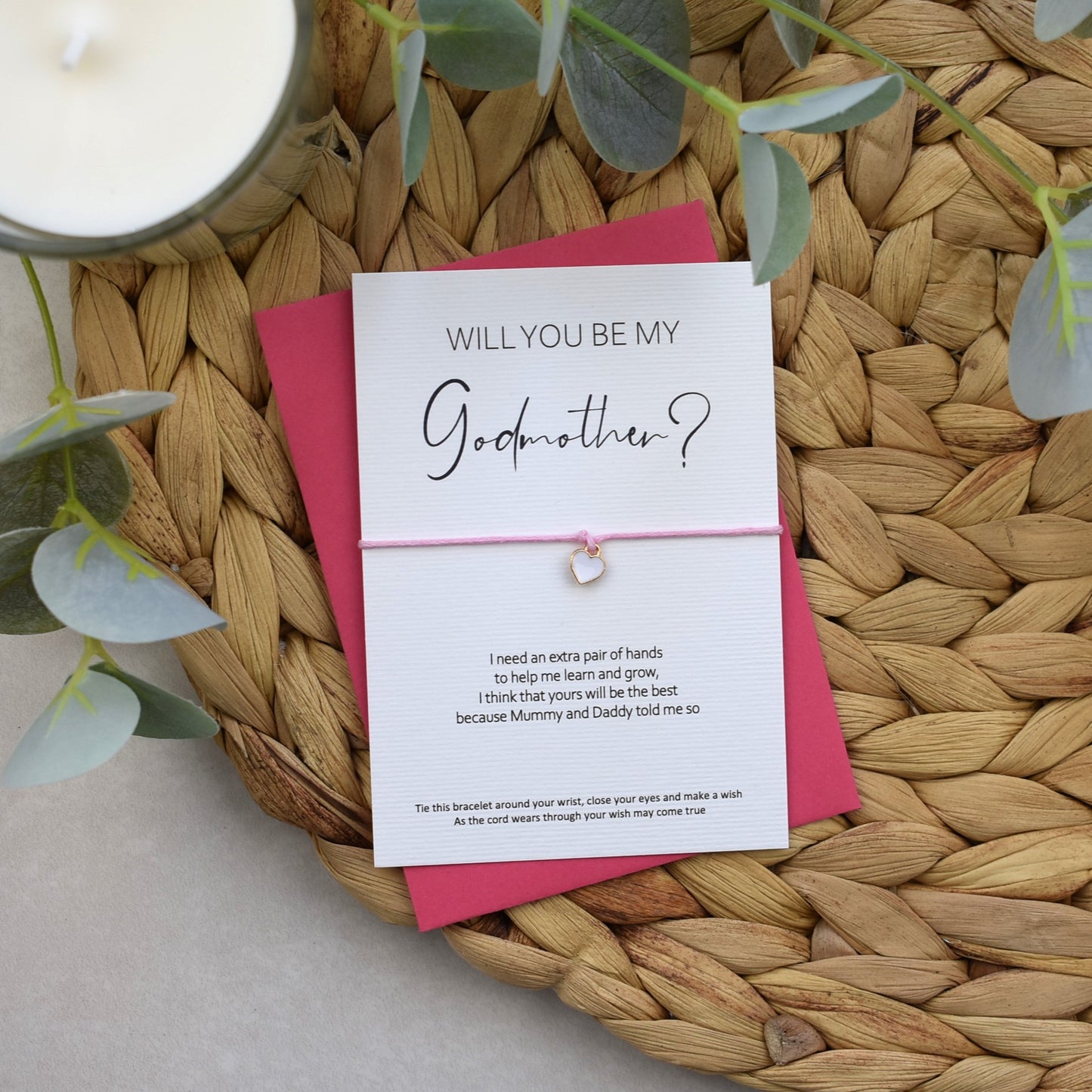 Will You Be My Godmother? Wish Bracelet | Heart Charm