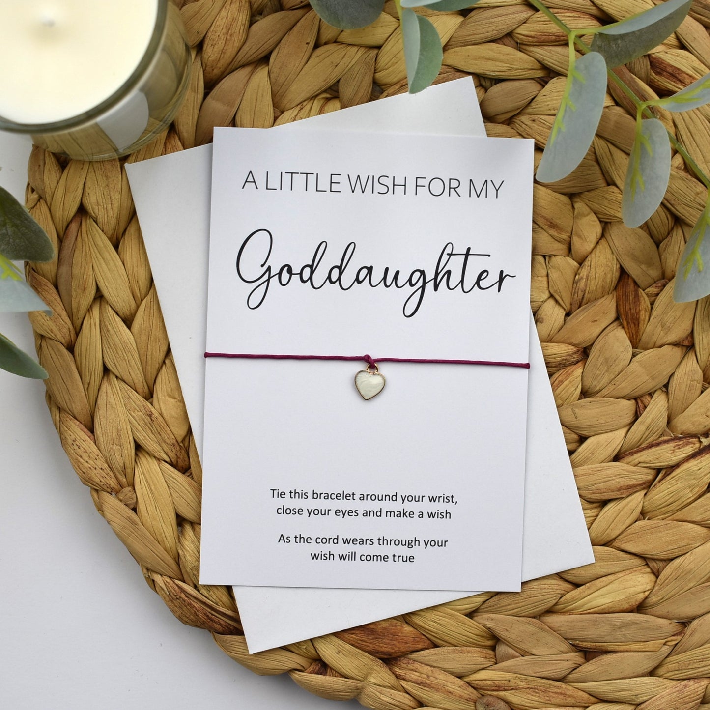 A Little Wish For My Goddaughter Wish Bracelet | Heart Charm