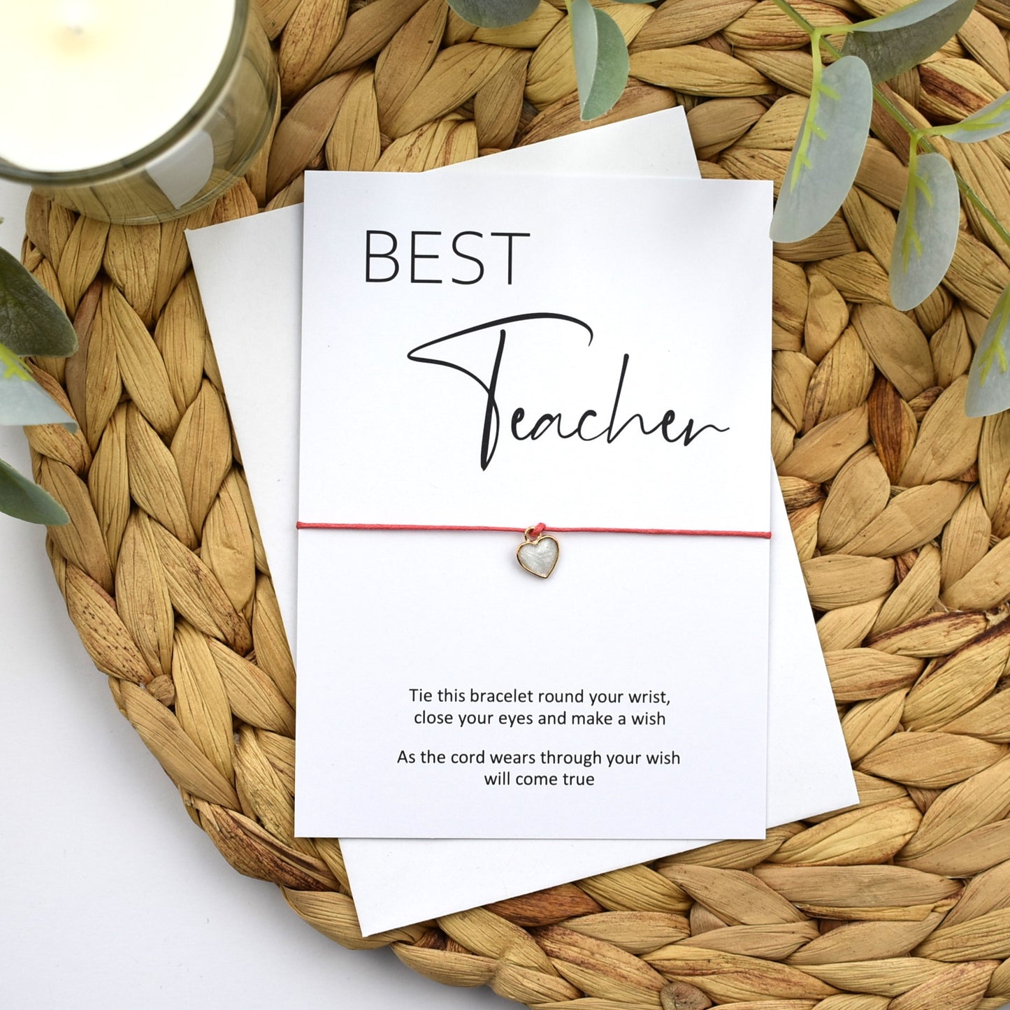 Best Teacher Wish Bracelet | Heart Charm