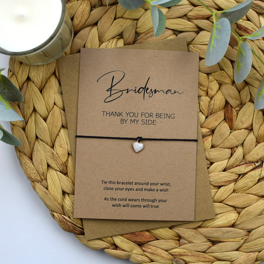 CLEARANCE - Rustic Thank You For Being By My Side Wish Bracelet - Flower Girl - Heart Charm