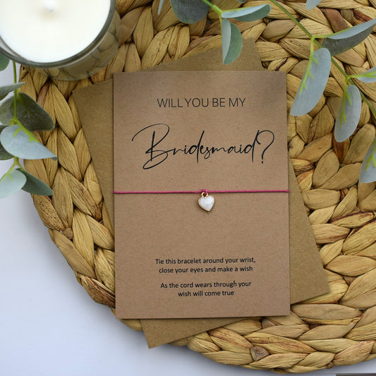 CLEARANCE - Rustic Will You Be My Flower Girl Wish Bracelet - Heart Charm