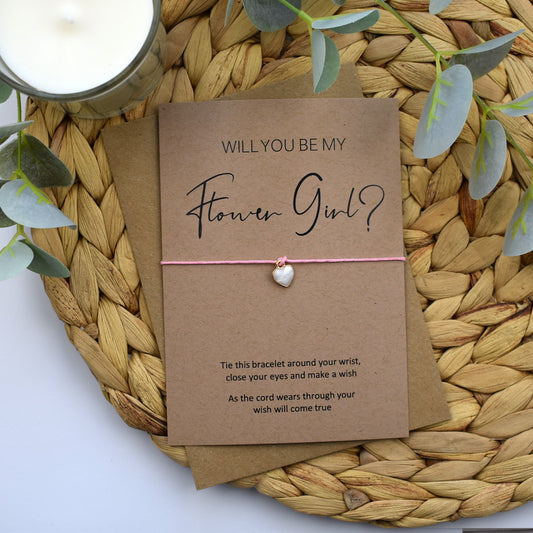 CLEARANCE - Rustic Will You Be My Bridesmaid Wish Bracelet - Heart Charm