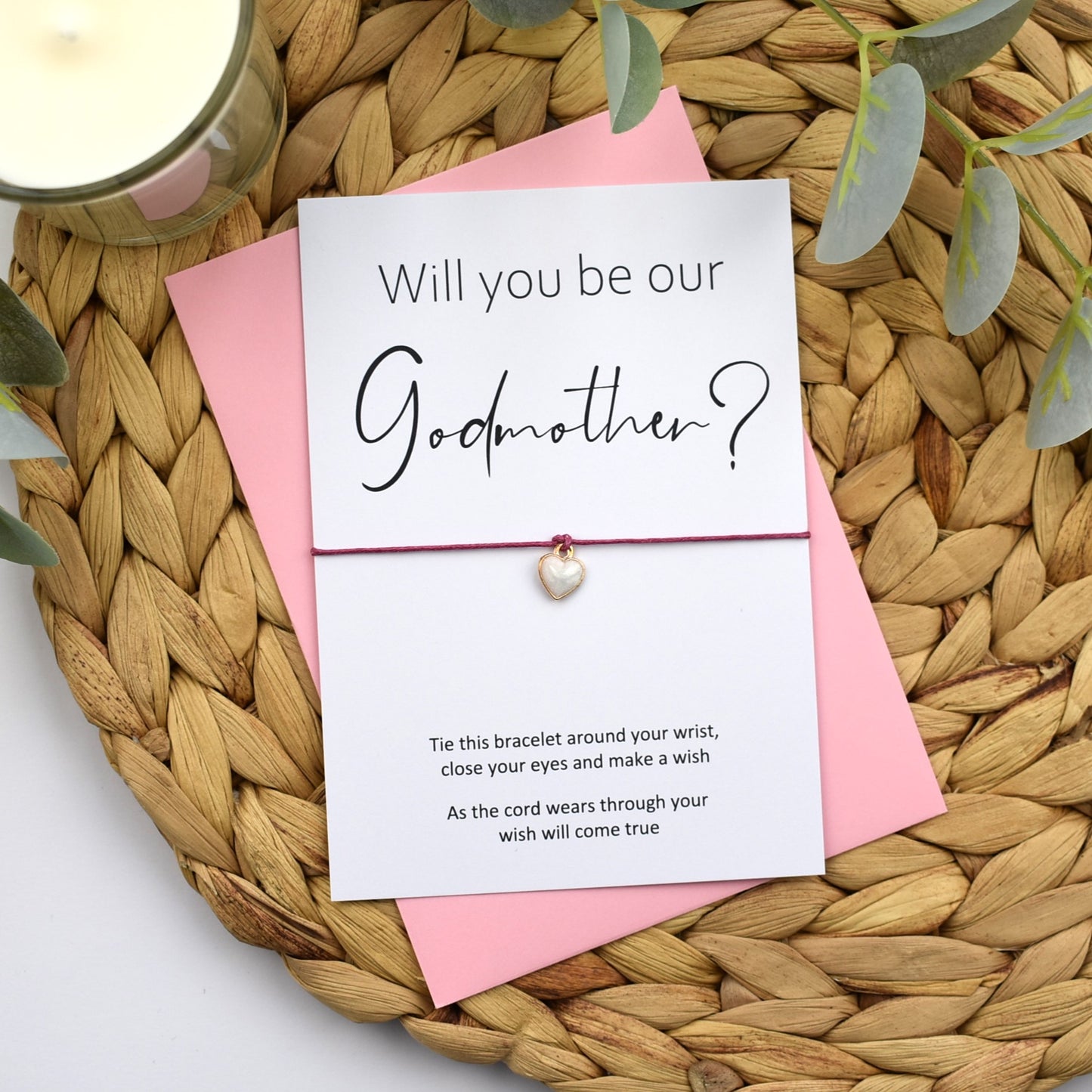 Will You Be Our Godmother Wish Bracelet | Heart Charm