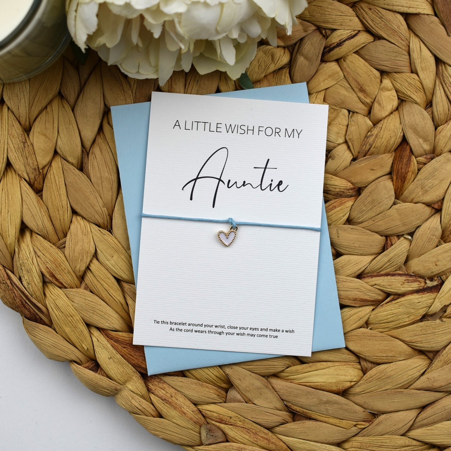 A Little Wish For My Auntie Wish Bracelet | Heart Charm