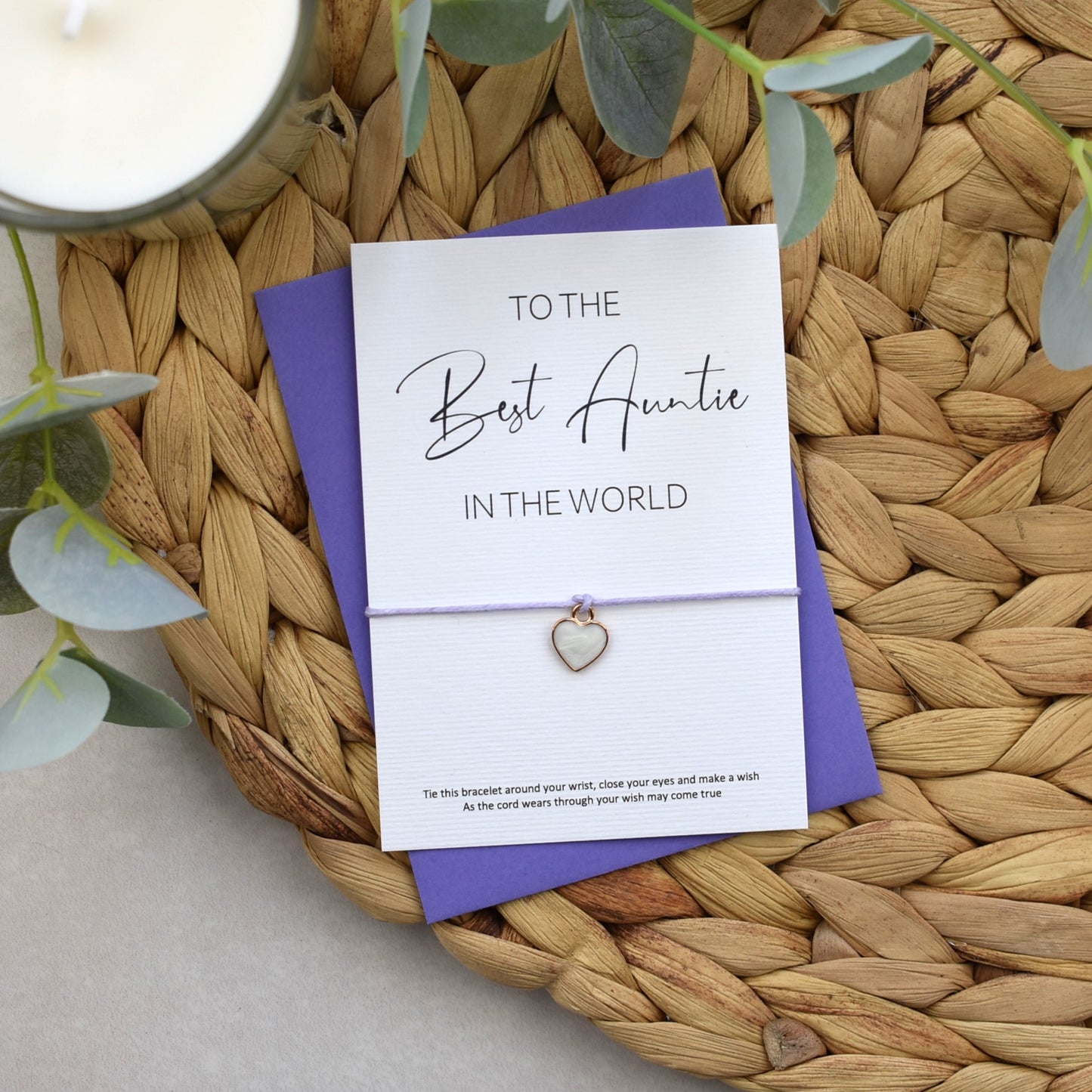 To The Best Auntie In The World Wish Bracelet | Heart Charm
