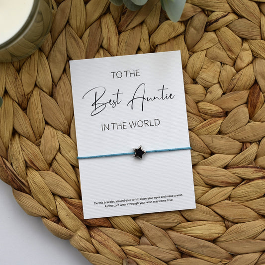 CLEARANCE - To The Best Auntie In The World Wish Bracelet