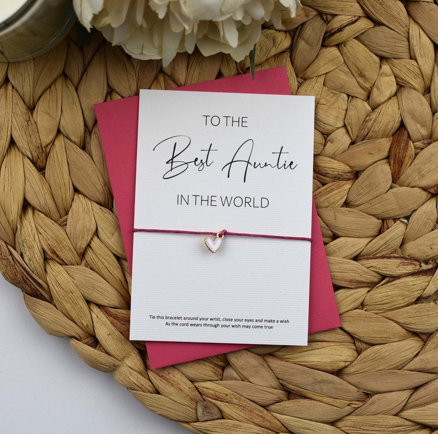 To The Best Auntie In The World Wish Bracelet | Heart Charm