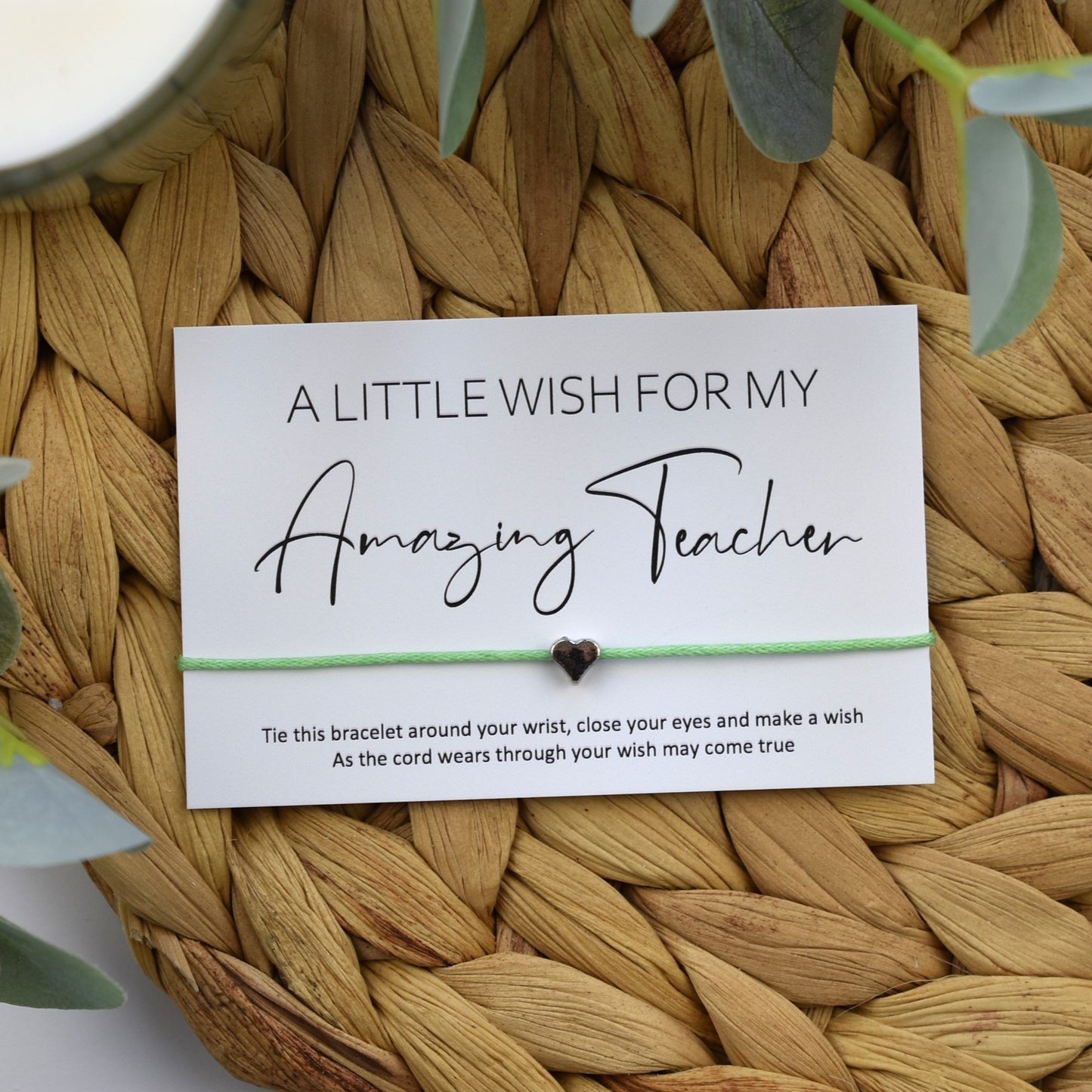 A Little Wish For My Amazing Teacher Wish Bracelet | Heart Charm
