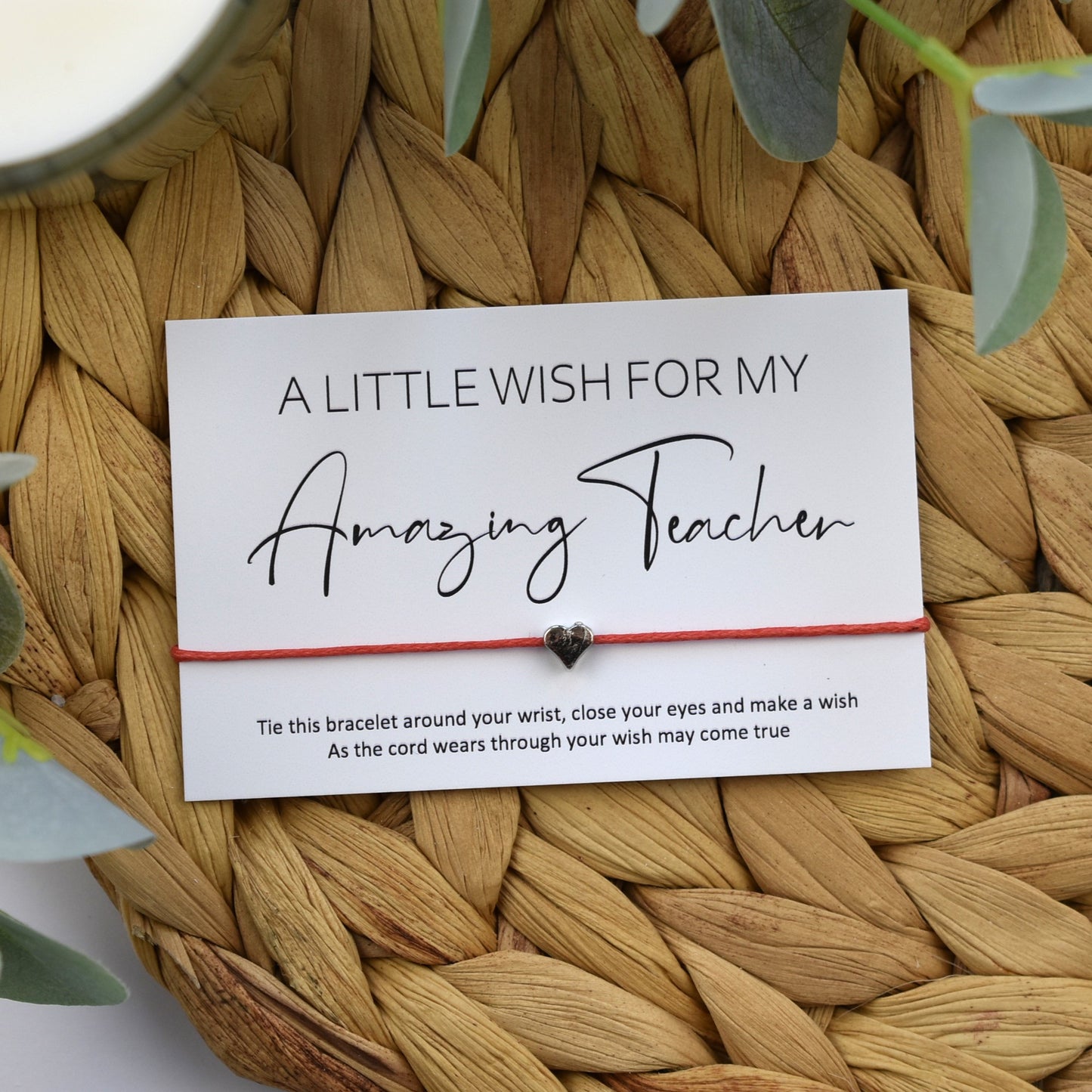 A Little Wish For My Amazing Teacher Wish Bracelet | Heart Charm