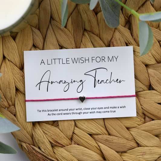 CLEARANCE - A Little Wish For My Amazing Teacher Wish Bracelet | Heart Charm