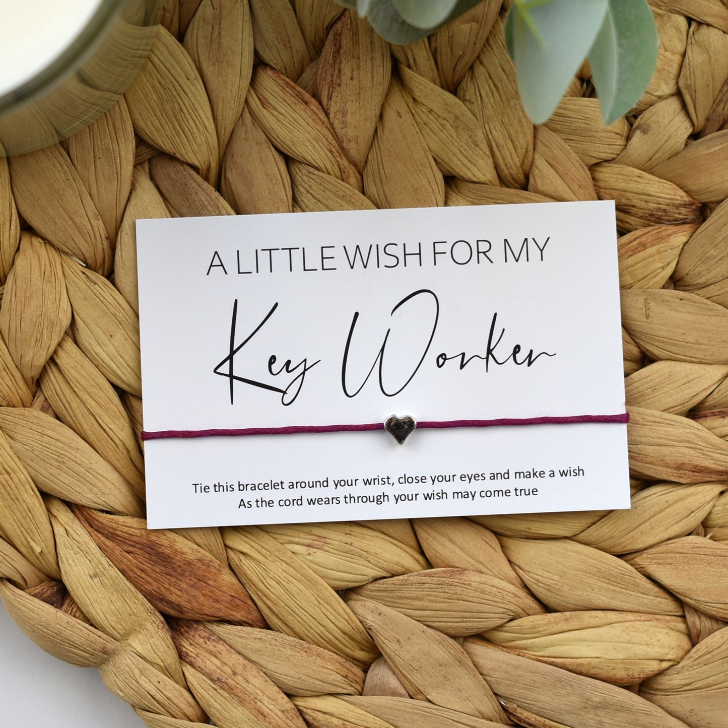 A Little Wish For My Key Worker Wish Bracelet | Heart Charm