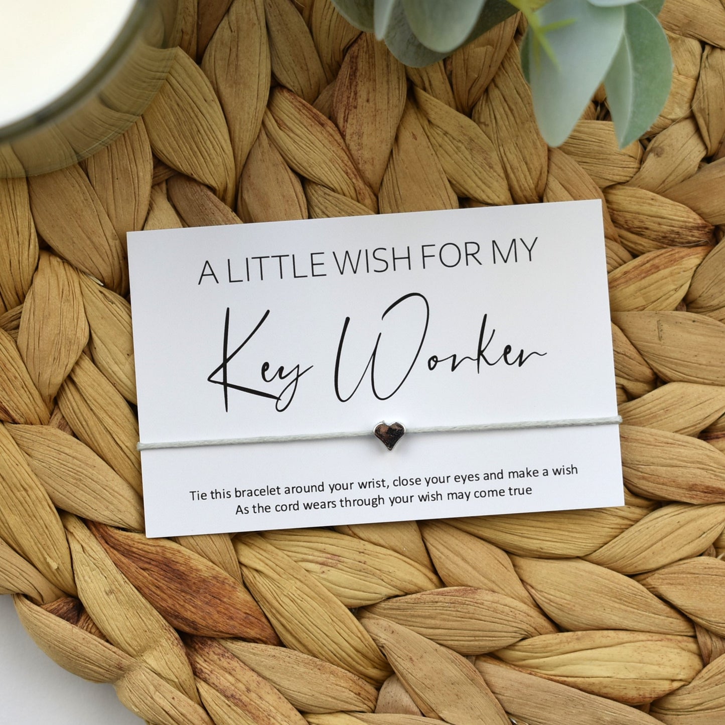 A Little Wish For My Key Worker Wish Bracelet | Heart Charm